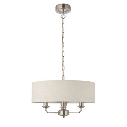 Endon 94361 - Candeeiro suspenso HIGHCLERE 3xE14/40W/230V bege/cromado mate diâmetro 45 cm
