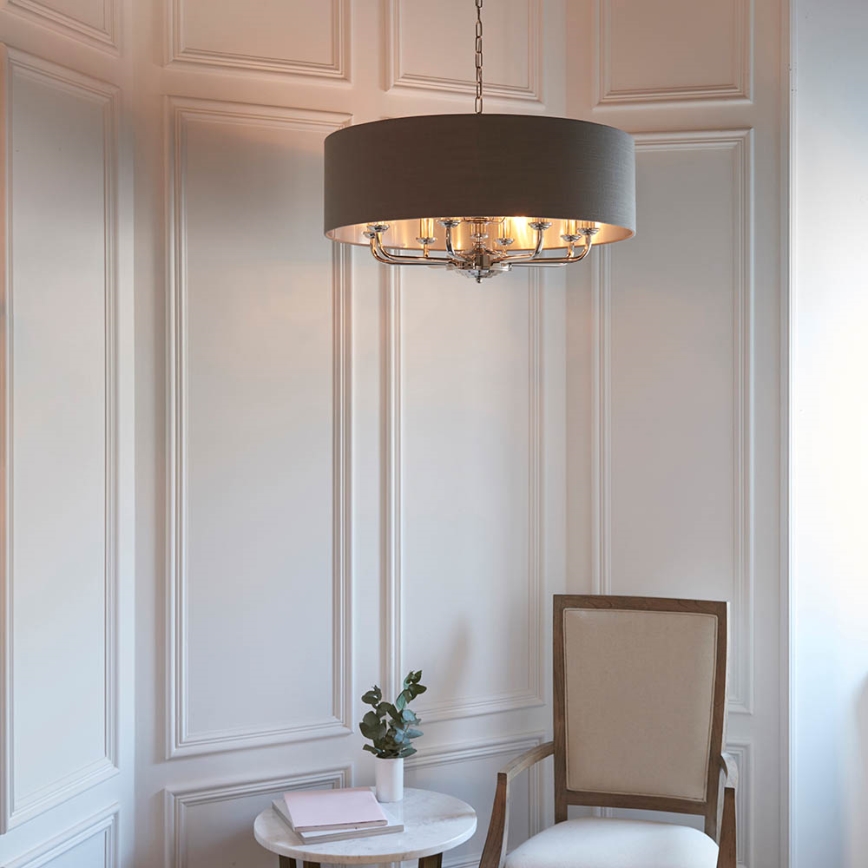 Endon 94373 - Candeeiro suspenso HIGHCLERE 6xE14/40W/230V cinzento/cromado brilhante diâmetro 35 cm