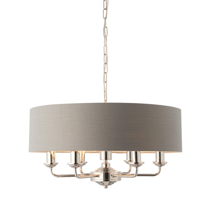 Endon 94373 - Candeeiro suspenso HIGHCLERE 6xE14/40W/230V cinzento/cromado brilhante diâmetro 35 cm