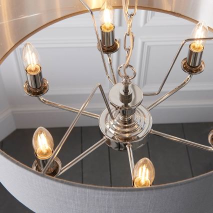 Endon 94373 - Candeeiro suspenso HIGHCLERE 6xE14/40W/230V cinzento/cromado brilhante diâmetro 35 cm