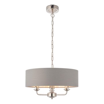 Endon 94377 - Candeeiro suspenso HIGHCLERE 3xE14/40W/230V cinzento/cromado brilhante diâmetro 45 cm