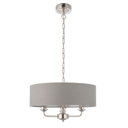 Endon 94377 - Candeeiro suspenso HIGHCLERE 3xE14/40W/230V cinzento/cromado brilhante diâmetro 45 cm