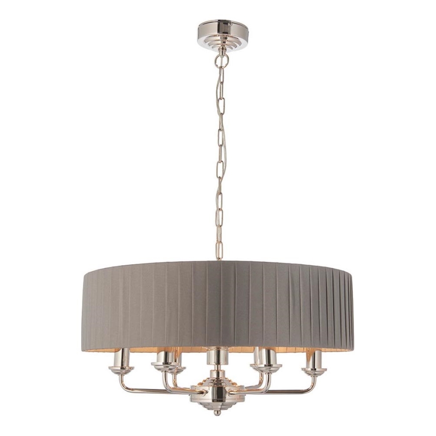 Endon 94397 - Candeeiro suspenso HIGHCLERE 6xE14/40W/230V cinzento/cromado brilhante diâmetro 35 cm