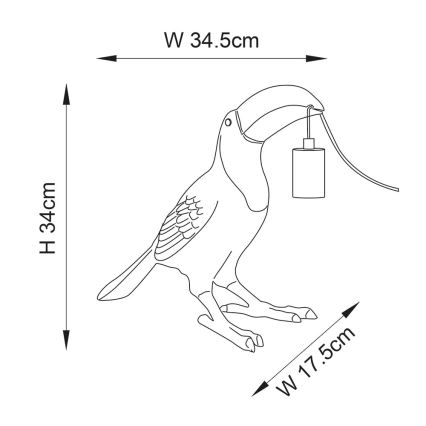Endon 95077 - Candeeiro de mesa TOCO TOUCAN 1xE27/10W/230V dourado