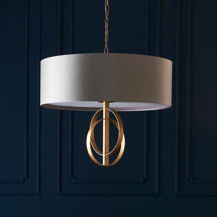 Endon 95211 - Lustre com corrente, 5xE27/10W/230V, Ø 70 cm, cinzento/latão