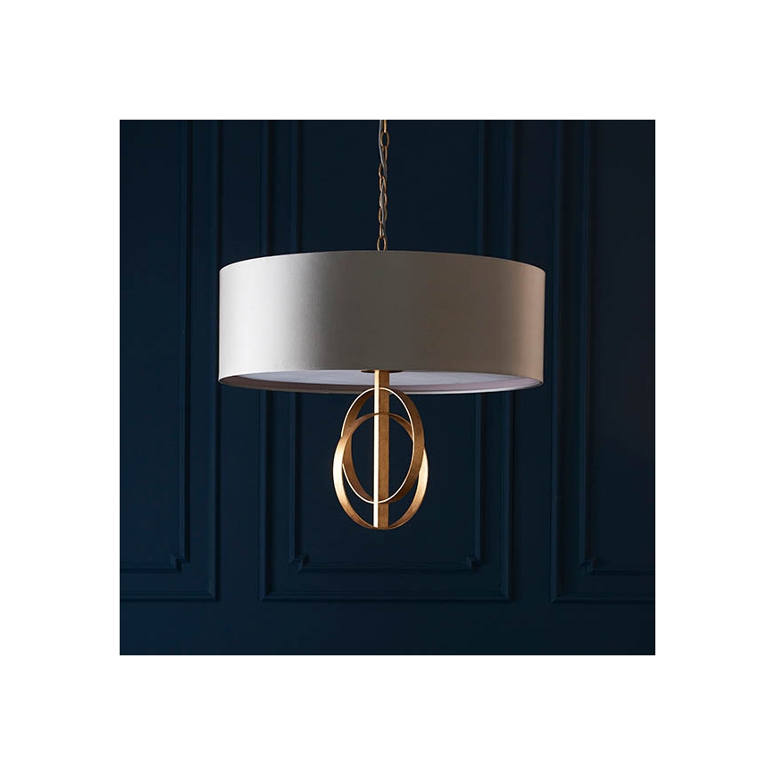 Endon 95211 - Lustre com corrente, 5xE27/10W/230V, Ø 70 cm, cinzento/latão