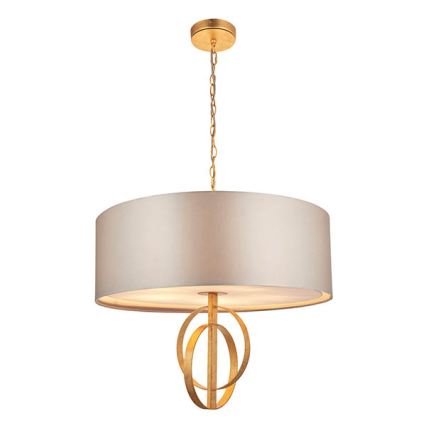 Endon 95211 - Lustre com corrente, 5xE27/10W/230V, Ø 70 cm, cinzento/latão