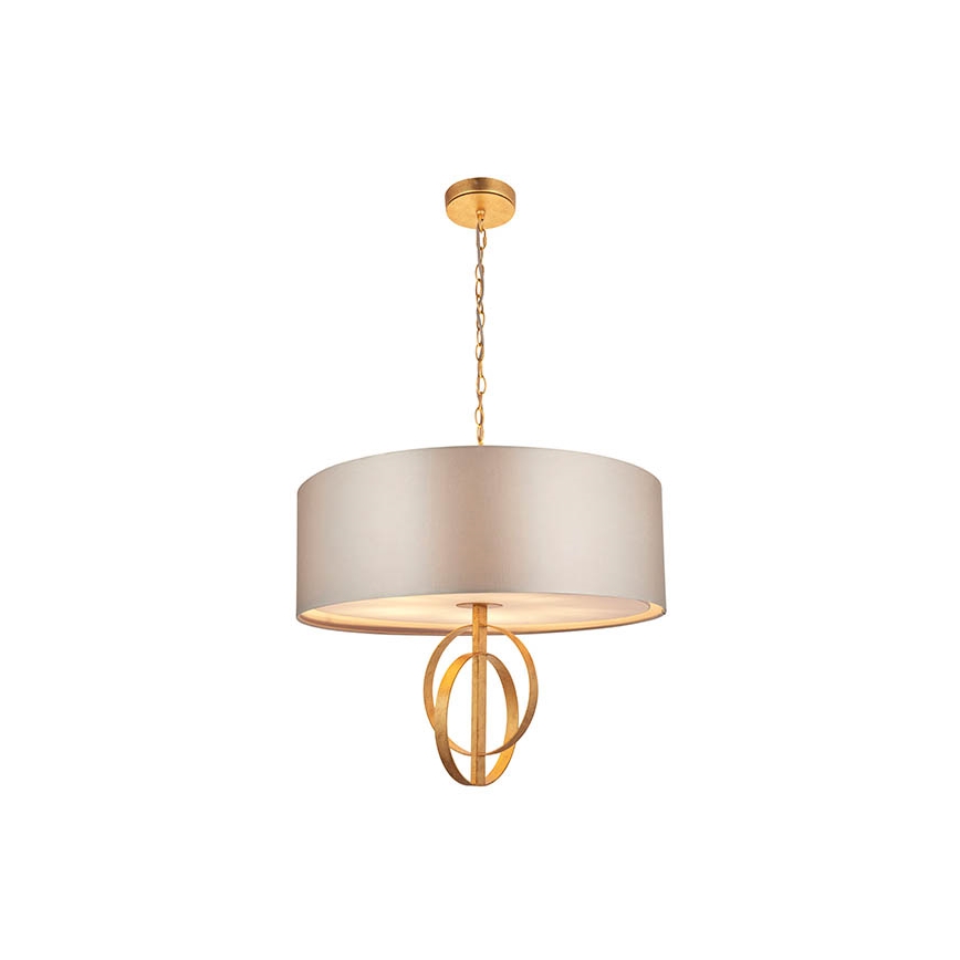 Endon 95211 - Lustre com corrente, 5xE27/10W/230V, Ø 70 cm, cinzento/latão