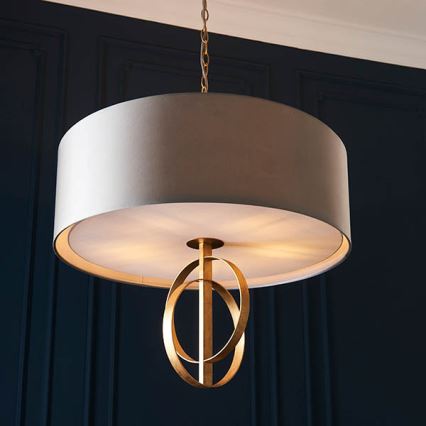 Endon 95211 - Lustre com corrente, 5xE27/10W/230V, Ø 70 cm, cinzento/latão