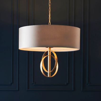 Endon 95211 - Lustre com corrente, 5xE27/10W/230V, Ø 70 cm, cinzento/latão