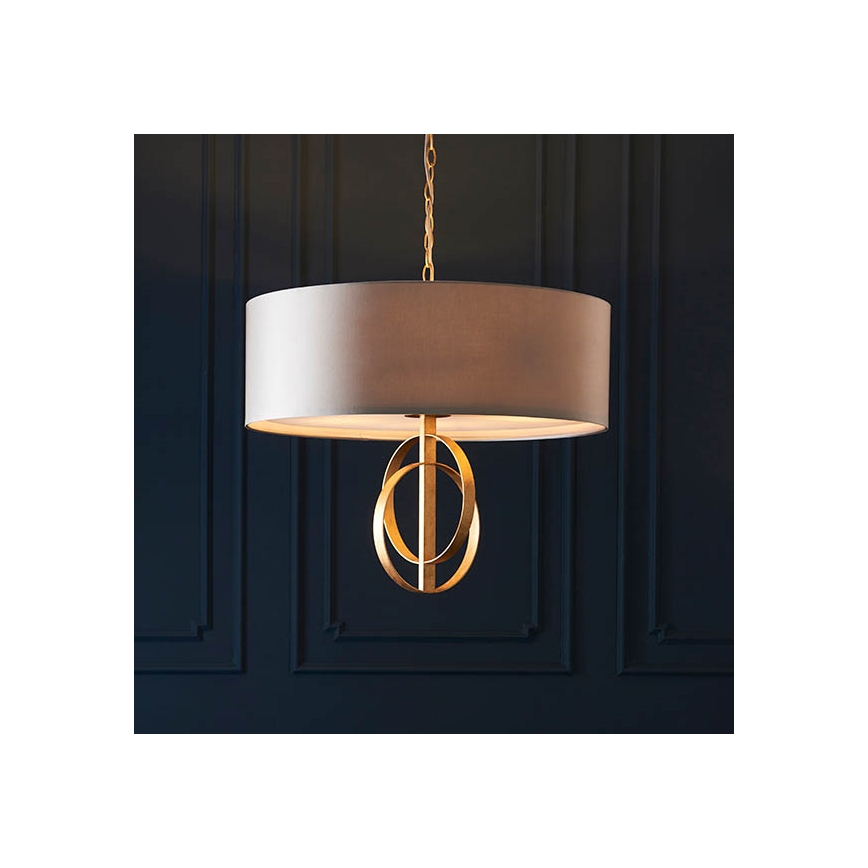 Endon 95211 - Lustre com corrente, 5xE27/10W/230V, Ø 70 cm, cinzento/latão