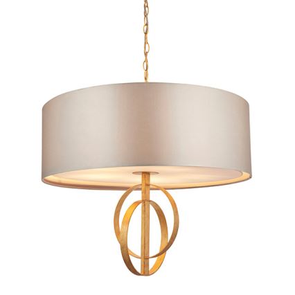 Endon 95211 - Lustre com corrente, 5xE27/10W/230V, Ø 70 cm, cinzento/latão
