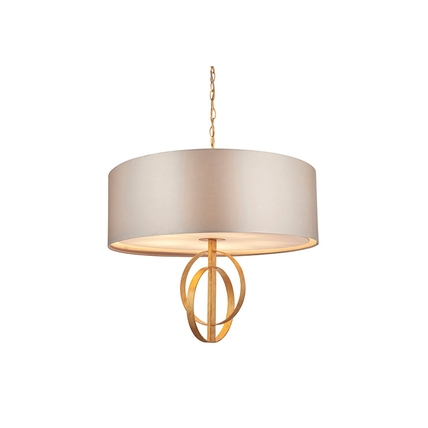 Endon 95211 - Lustre com corrente, 5xE27/10W/230V, Ø 70 cm, cinzento/latão