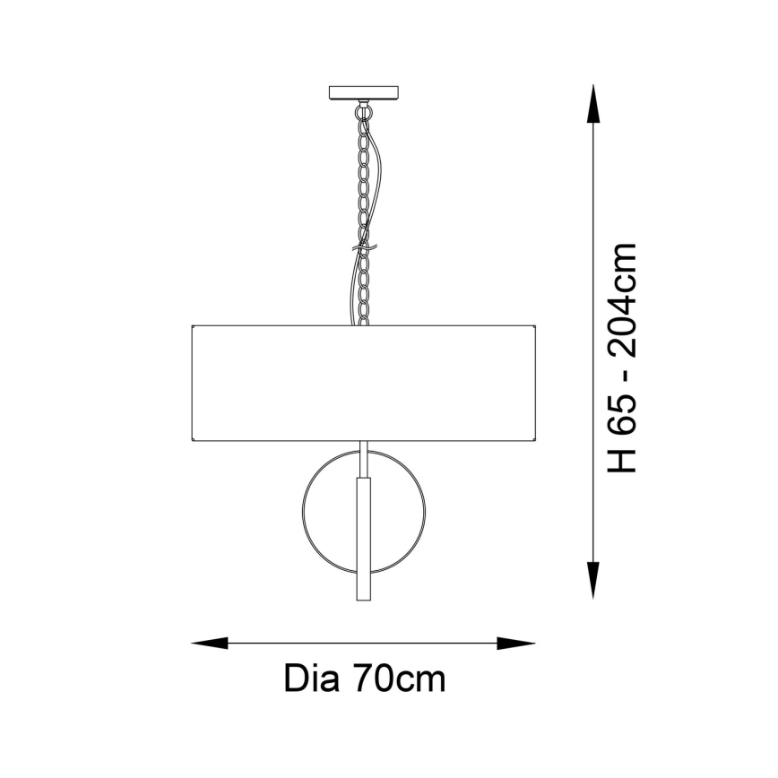 Endon 95211 - Lustre com corrente, 5xE27/10W/230V, Ø 70 cm, cinzento/latão