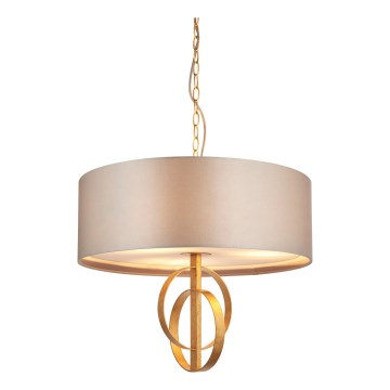 Endon 95212 - Lustre com corrente 3xE27/10W/230V, diâmetro 60 cm, cinzento/latão