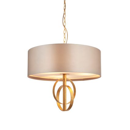 Endon 95212 - Lustre com corrente 3xE27/10W/230V, diâmetro 60 cm, cinzento/latão