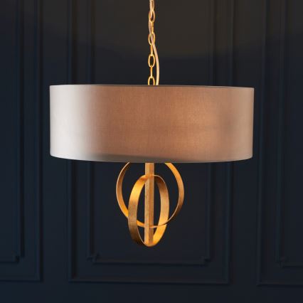 Endon 95212 - Lustre com corrente 3xE27/10W/230V, diâmetro 60 cm, cinzento/latão
