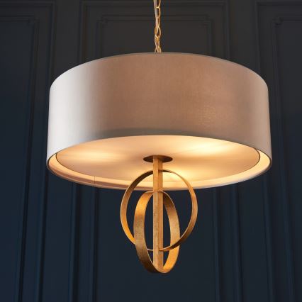 Endon 95212 - Lustre com corrente 3xE27/10W/230V, diâmetro 60 cm, cinzento/latão