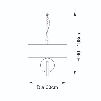 Endon 95212 - Lustre com corrente 3xE27/10W/230V, diâmetro 60 cm, cinzento/latão