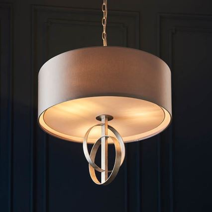Endon 95215 - Lustre com corrente, 5xE27/10W/230V, diâmetro 70 cm, cinzento