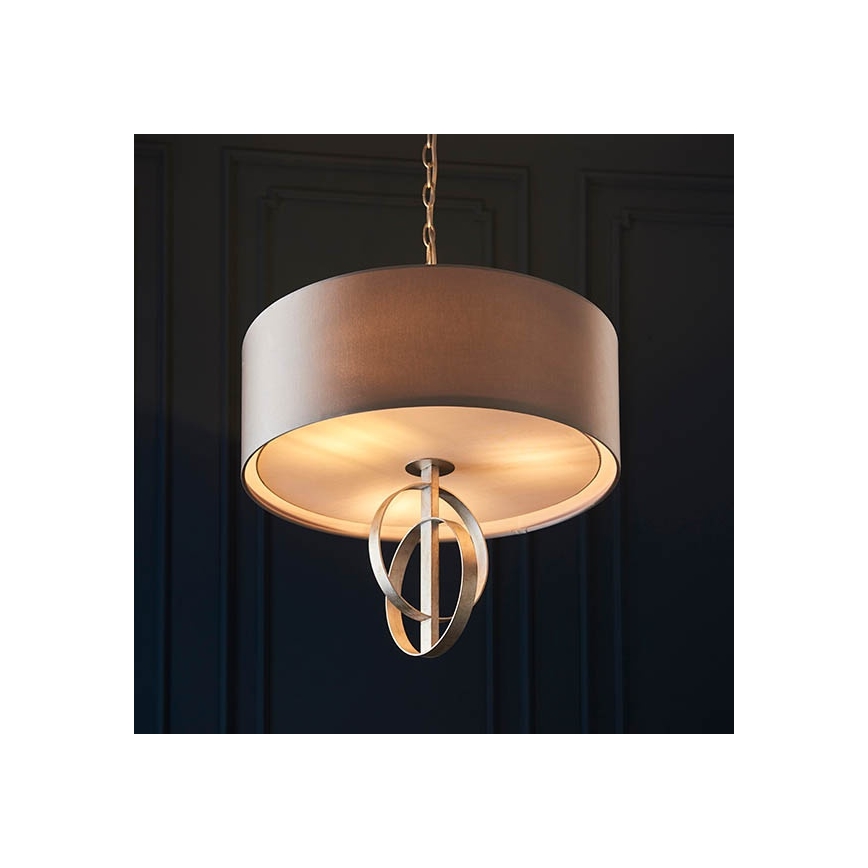 Endon 95215 - Lustre com corrente, 5xE27/10W/230V, diâmetro 70 cm, cinzento