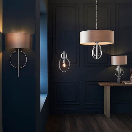 Endon 95215 - Lustre com corrente, 5xE27/10W/230V, diâmetro 70 cm, cinzento