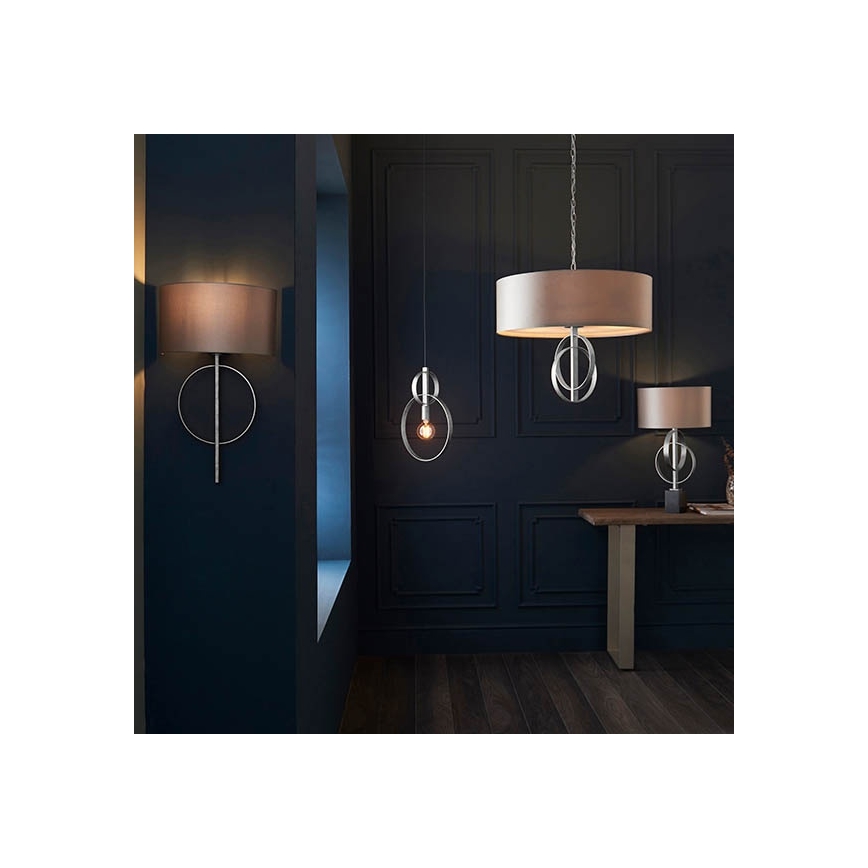 Endon 95215 - Lustre com corrente, 5xE27/10W/230V, diâmetro 70 cm, cinzento