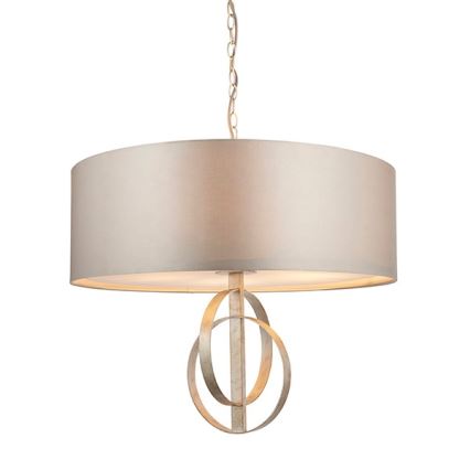 Endon 95215 - Lustre com corrente, 5xE27/10W/230V, diâmetro 70 cm, cinzento