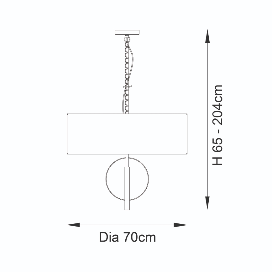 Endon 95215 - Lustre com corrente, 5xE27/10W/230V, diâmetro 70 cm, cinzento