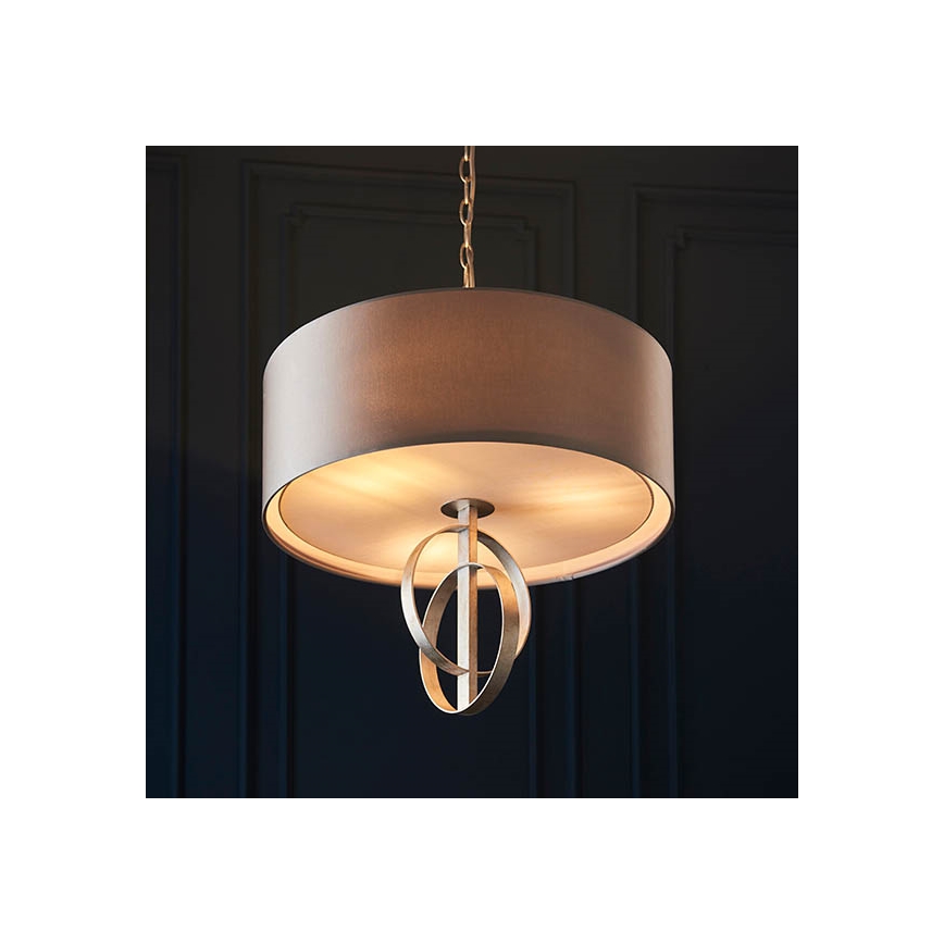Endon 95216 - Lustre suspenso em corrente 3xE27/10W/230V Ø 60 cm, cinzento
