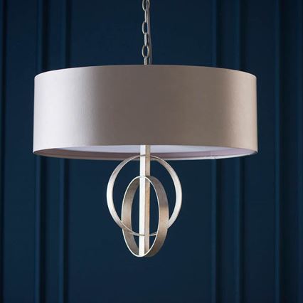 Endon 95216 - Lustre suspenso em corrente 3xE27/10W/230V Ø 60 cm, cinzento