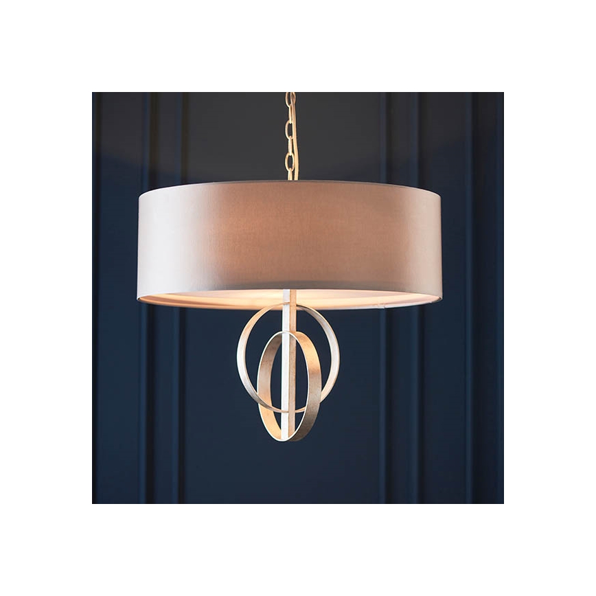 Endon 95216 - Lustre suspenso em corrente 3xE27/10W/230V Ø 60 cm, cinzento