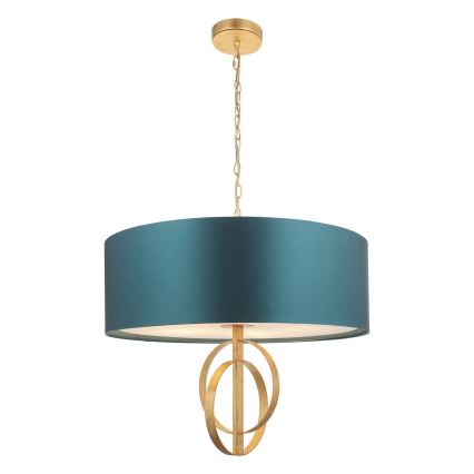 Endon 95219 - Lustre com corrente 5xE27/10W/230V Ø 70 cm azul/latão