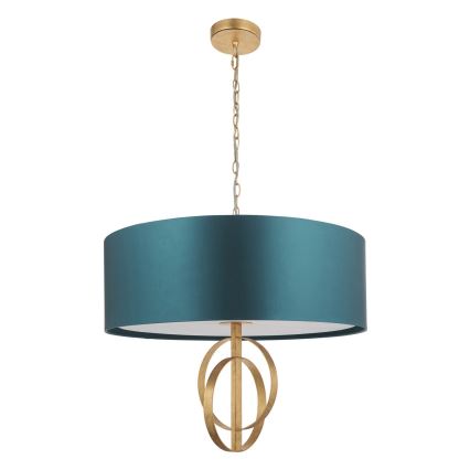 Endon 95219 - Lustre com corrente 5xE27/10W/230V Ø 70 cm azul/latão