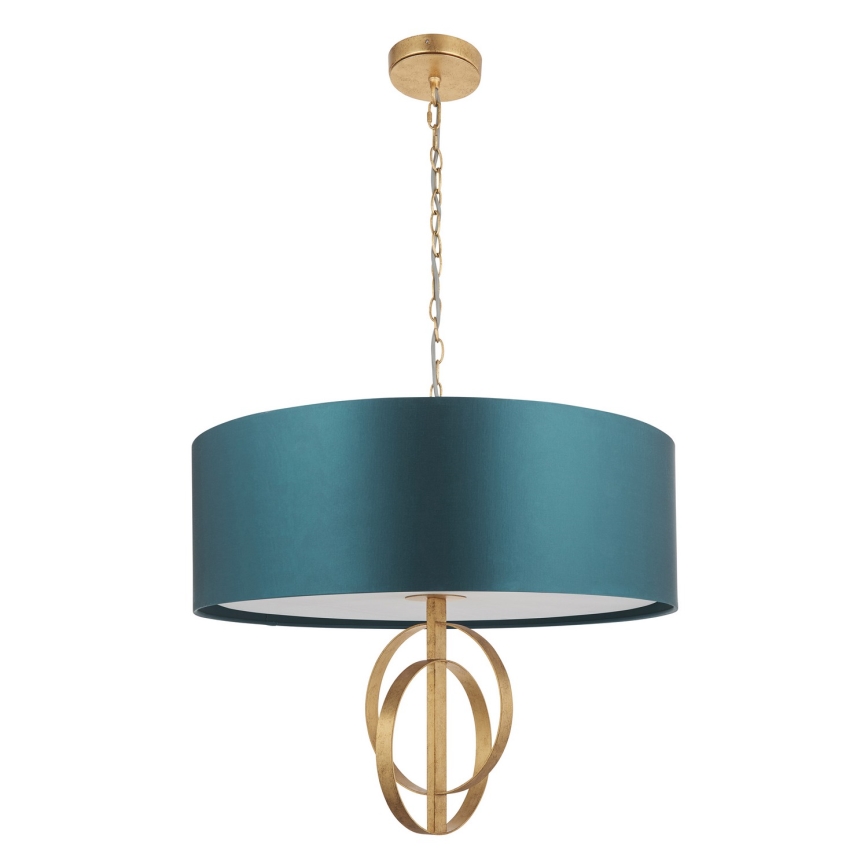 Endon 95219 - Lustre com corrente 5xE27/10W/230V Ø 70 cm azul/latão