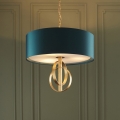 Endon 95220 - Lustre suspenso por corrente 3xE27/10W/230V Ø 60 cm azul/latão