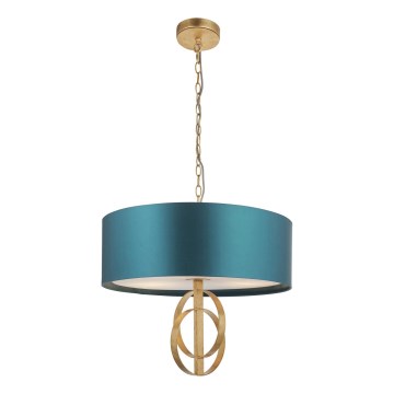 Endon 95220 - Lustre suspenso por corrente 3xE27/10W/230V Ø 60 cm azul/latão
