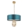 Endon 95220 - Lustre suspenso por corrente 3xE27/10W/230V Ø 60 cm azul/latão