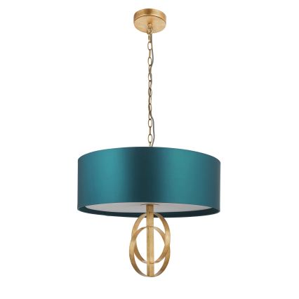 Endon 95220 - Lustre suspenso por corrente 3xE27/10W/230V Ø 60 cm azul/latão