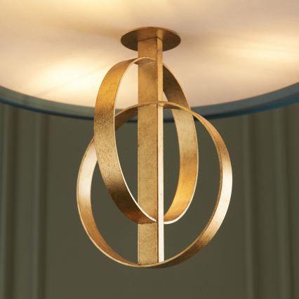 Endon 95220 - Lustre suspenso por corrente 3xE27/10W/230V Ø 60 cm azul/latão