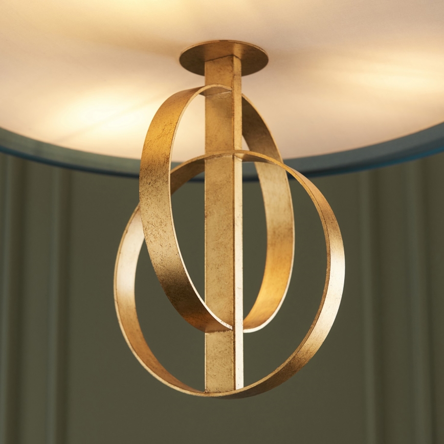 Endon 95220 - Lustre suspenso por corrente 3xE27/10W/230V Ø 60 cm azul/latão