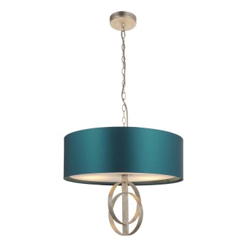 Endon 95224 - Lustre suspenso com corrente 3xE27/10W/230V Ø 60 cm azul/cinza