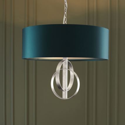 Endon 95224 - Lustre suspenso com corrente 3xE27/10W/230V Ø 60 cm azul/cinza