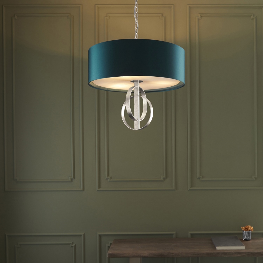 Endon 95224 - Lustre suspenso com corrente 3xE27/10W/230V Ø 60 cm azul/cinza