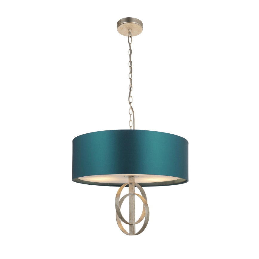 Endon 95224 - Lustre suspenso com corrente 3xE27/10W/230V Ø 60 cm azul/cinza