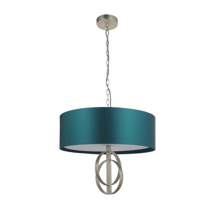 Endon 95224 - Lustre suspenso com corrente 3xE27/10W/230V Ø 60 cm azul/cinza