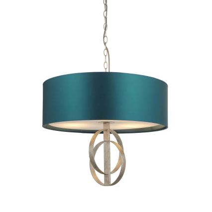 Endon 95224 - Lustre suspenso com corrente 3xE27/10W/230V Ø 60 cm azul/cinza