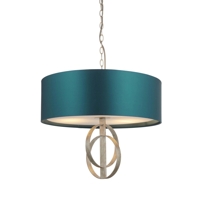 Endon 95224 - Lustre suspenso com corrente 3xE27/10W/230V Ø 60 cm azul/cinza
