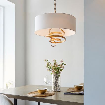 Endon 95268 - Lustre suspenso por corrente 3xE14/6W/230V diâmetro 60 cm branco/latão