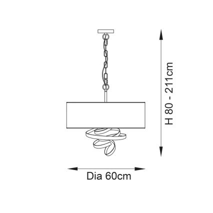 Endon 95268 - Lustre suspenso por corrente 3xE14/6W/230V diâmetro 60 cm branco/latão